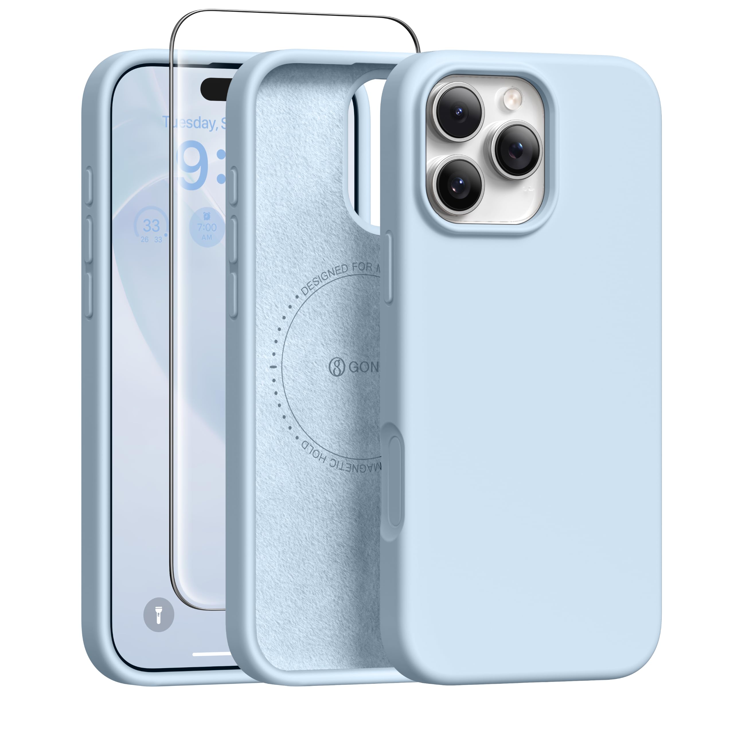GONEZ Magnetic for iPhone 16 Pro Max Case, Silicone Cover Blue