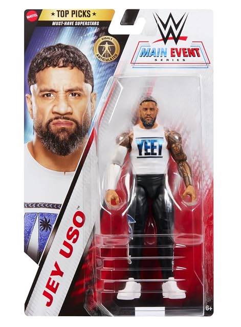 WWE Jey Uso Yeet Mattel Main Event Top Picks Series 2025 - Figura de acción de Lucha Libre