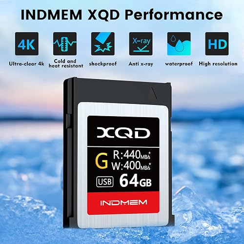 INDMEM 64GB XQD Card 5x TOUGH MLC XQD Flash Memory Card High Speed G Series (Read 440MB/s and Write 400MB/s) - 2