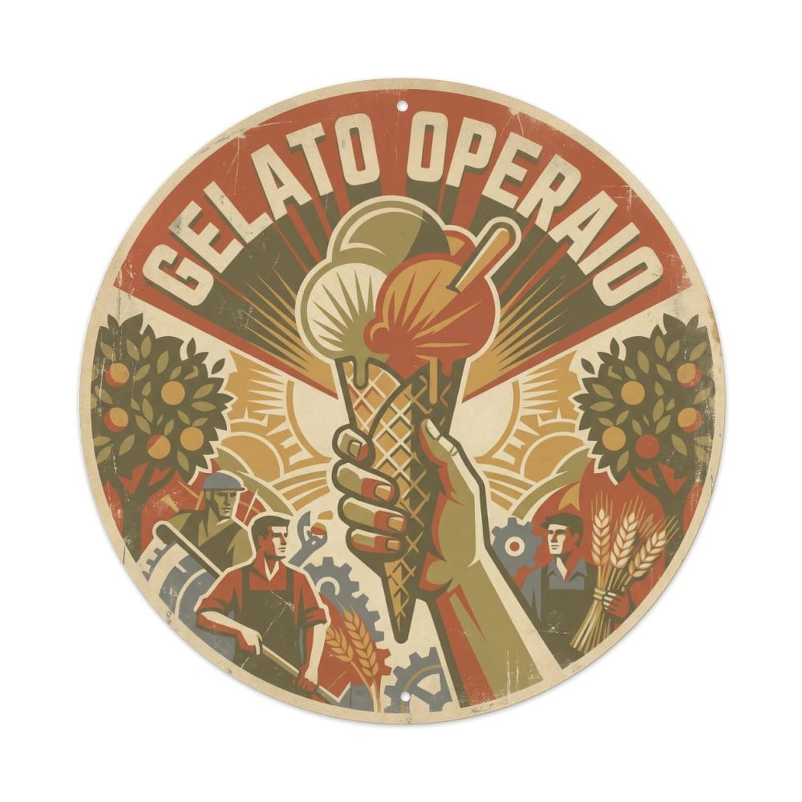 Silkscreen Travel Ice Cream Gelato Dessert Cafe Metal Tin Sign