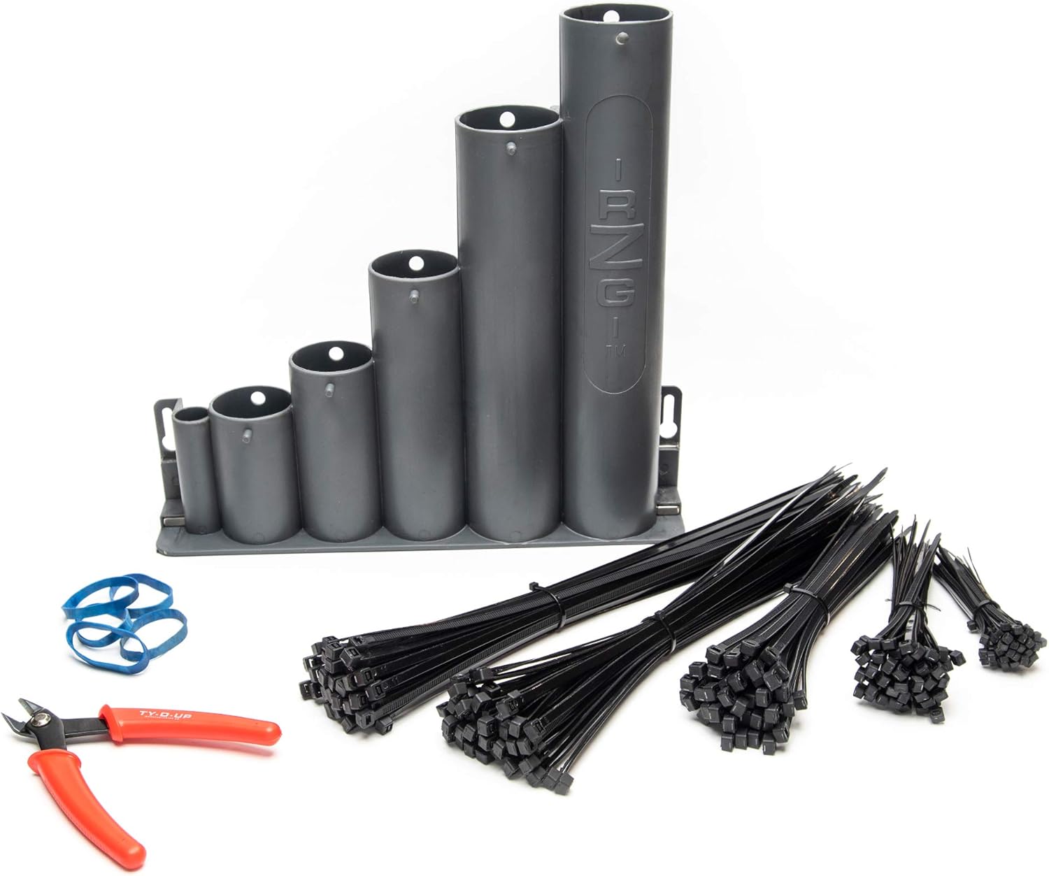 R-Z-G Ready-Zip-Go (tm) Magnetic Base Cable Tie Organizer with 250 Zip Ties and Cutter