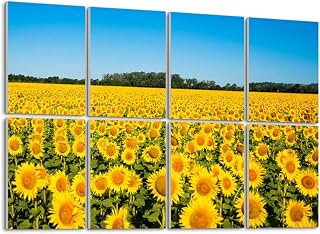 Art Acoustic Panels Self Adhesive Beautiful yellow sunflower field 8 Packs Decorative Soundproof Wall Panels Large Sound Absorbing Panels for Home Office 48"x32"