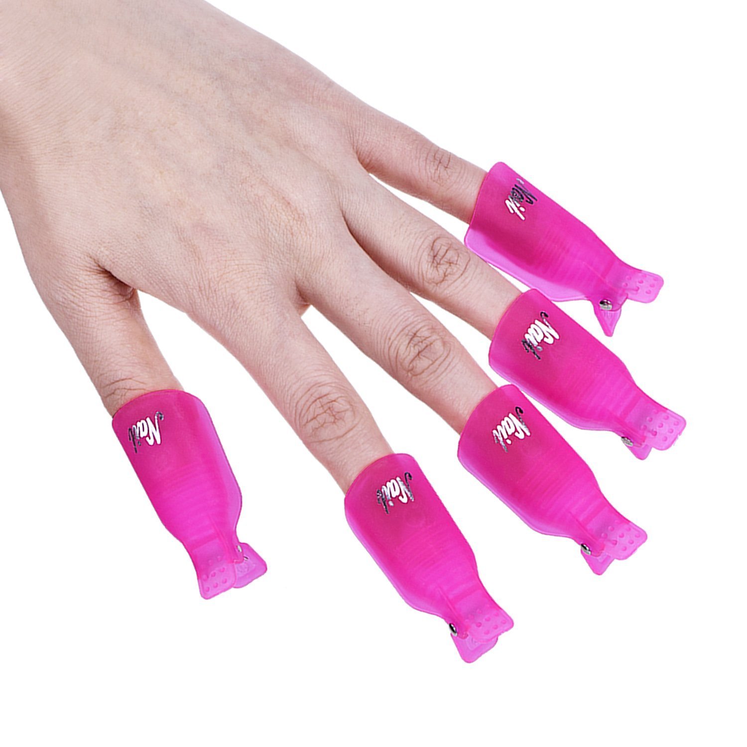eBoot Nail Cap Clips UV Gel Polish Remover Wrap 10 Pack with 420 Pack Nail Wipe Cotton Pads (Rose Red)