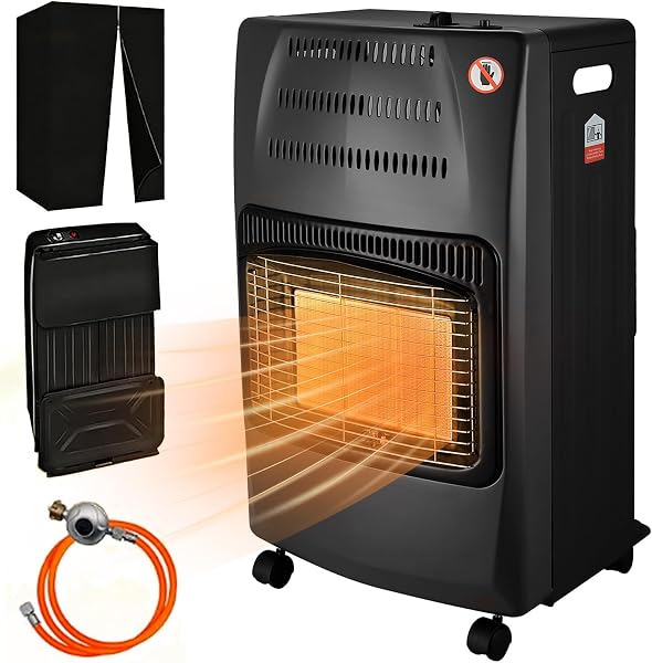 Vivicreate Chauffage au Gaz Propane 4200 W avec Système ODS et Protection Anti-Basculement Chauffage Extérieur pour Patio Garage Camping Régulateur et Tuyau Inclus Noir (Black) - 1