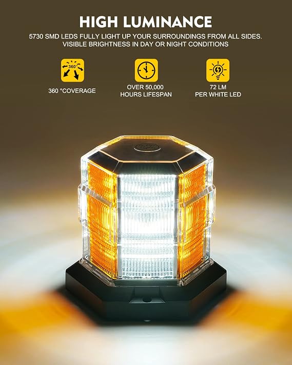 LUMENIX Rooftop Strobe Lights Bar and 72 LED Rooftop Rotating Beacon Lights Bumdle