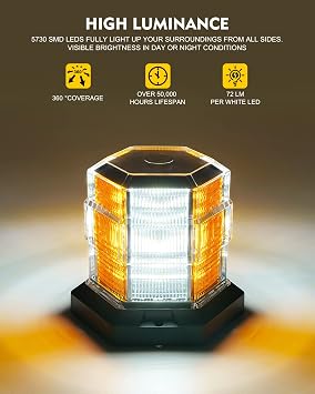 LUMENIX Rooftop Strobe Lights Bar and 72 LED Rooftop Rotating Beacon Lights Bumdle