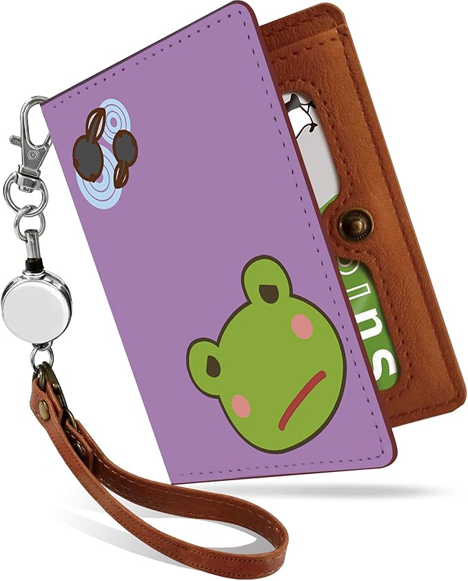 Amazon パスケース 定期入れ リール付き かわいい カエル おたまじゃくし パープル キャラ イラスト 二つ折り 中がみえない おしゃれ レディース 動物 アニマル柄 紫 カエル おたまじゃくし パープル Ps 定期入れ