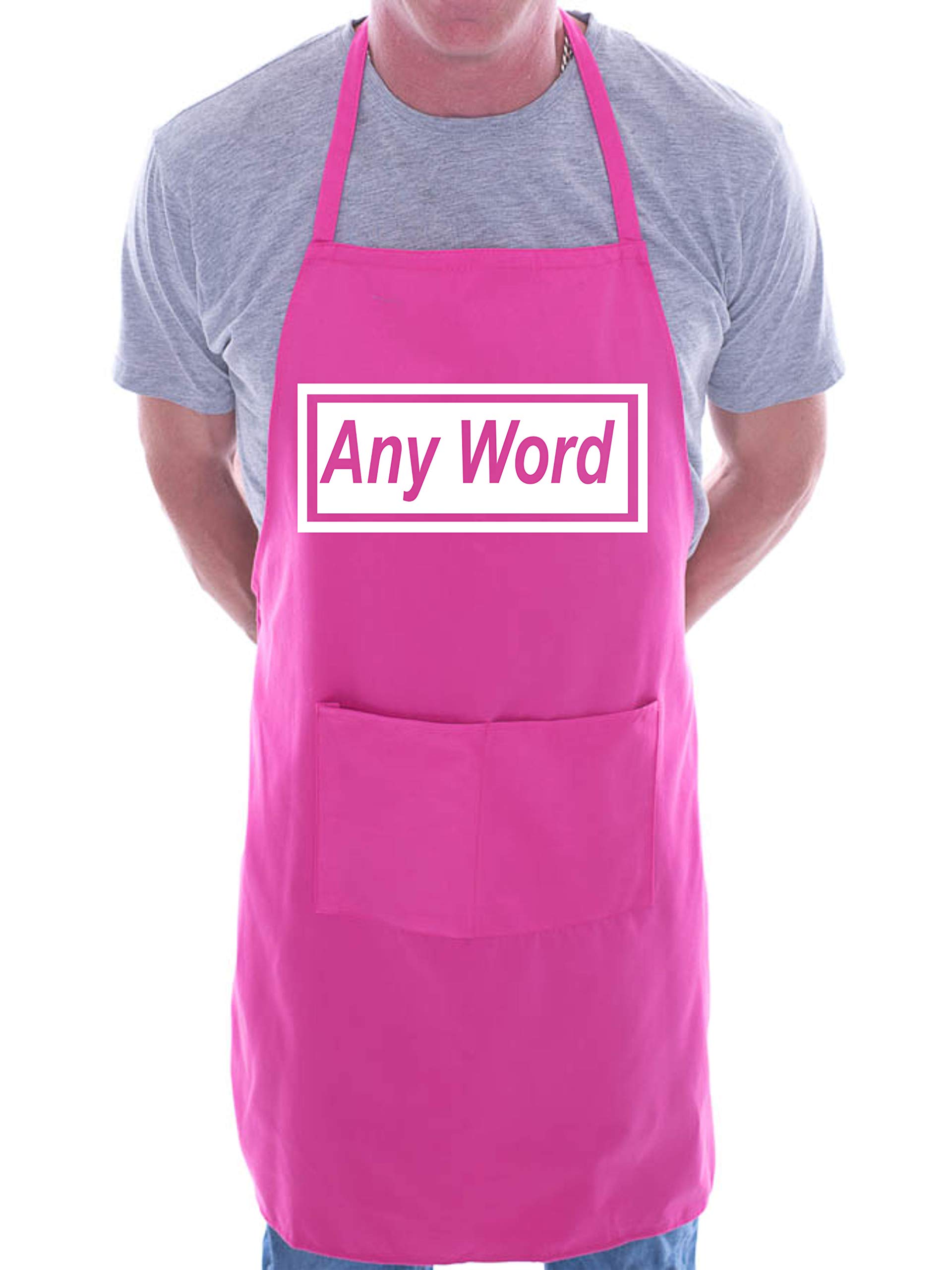 Print4U Customised Apron BBQ Any Word You Want Name Song Pink