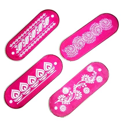 Pooja Ghar Plastic Jali Rangoli Stencils for Making Rangoli 13X5 Inch (Pack of 4), Design Will be Sent As Per Availability (Pack of 4)