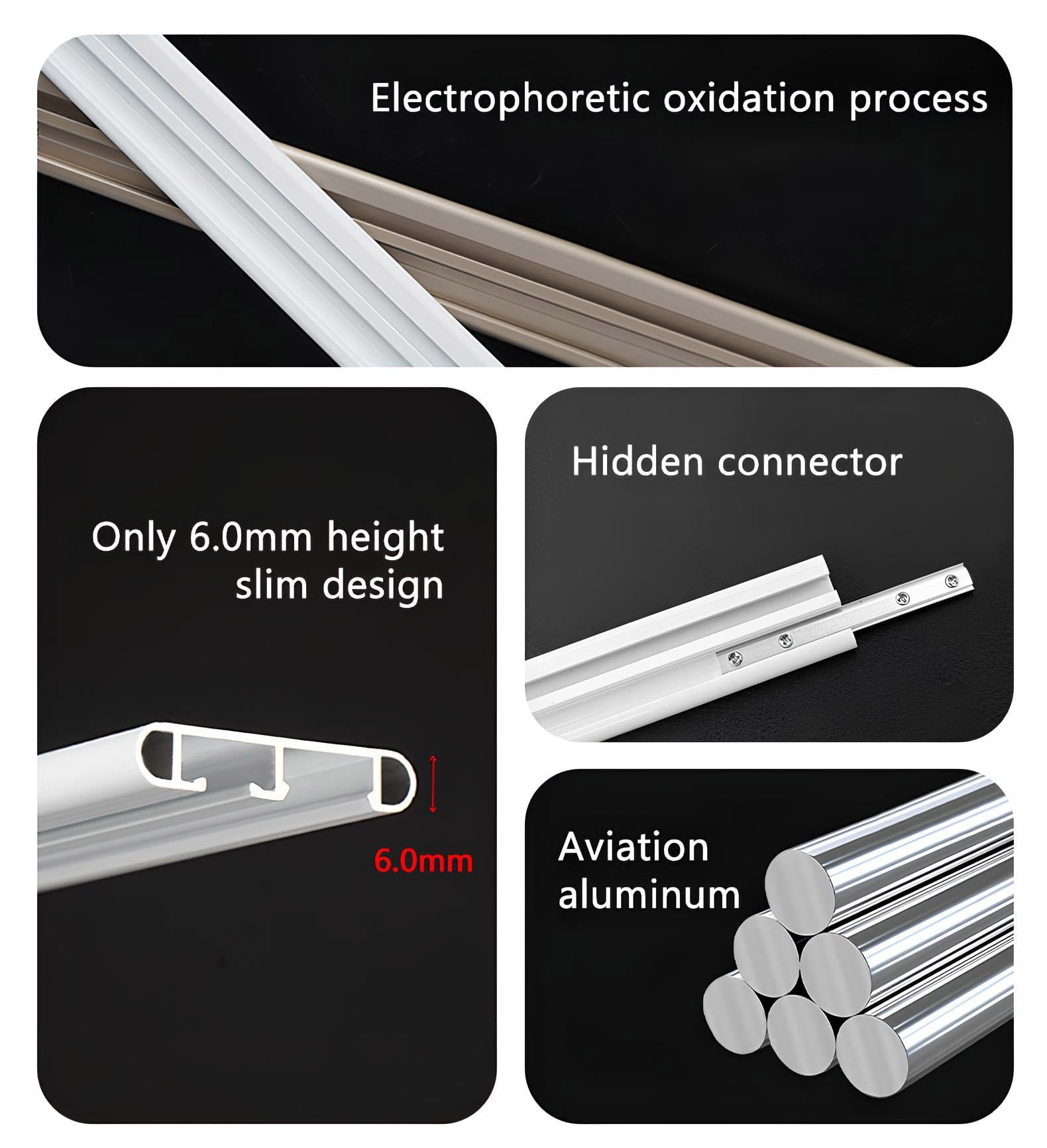 Ultradünne Aluminium-Deckenschiene – leise Gleitschiene für Raumteiler, Duschen, Erkerfenster und Wohnmobile, verstellbar 0,4–6,0 m (Champagner, 330 cm / 10.8ft)