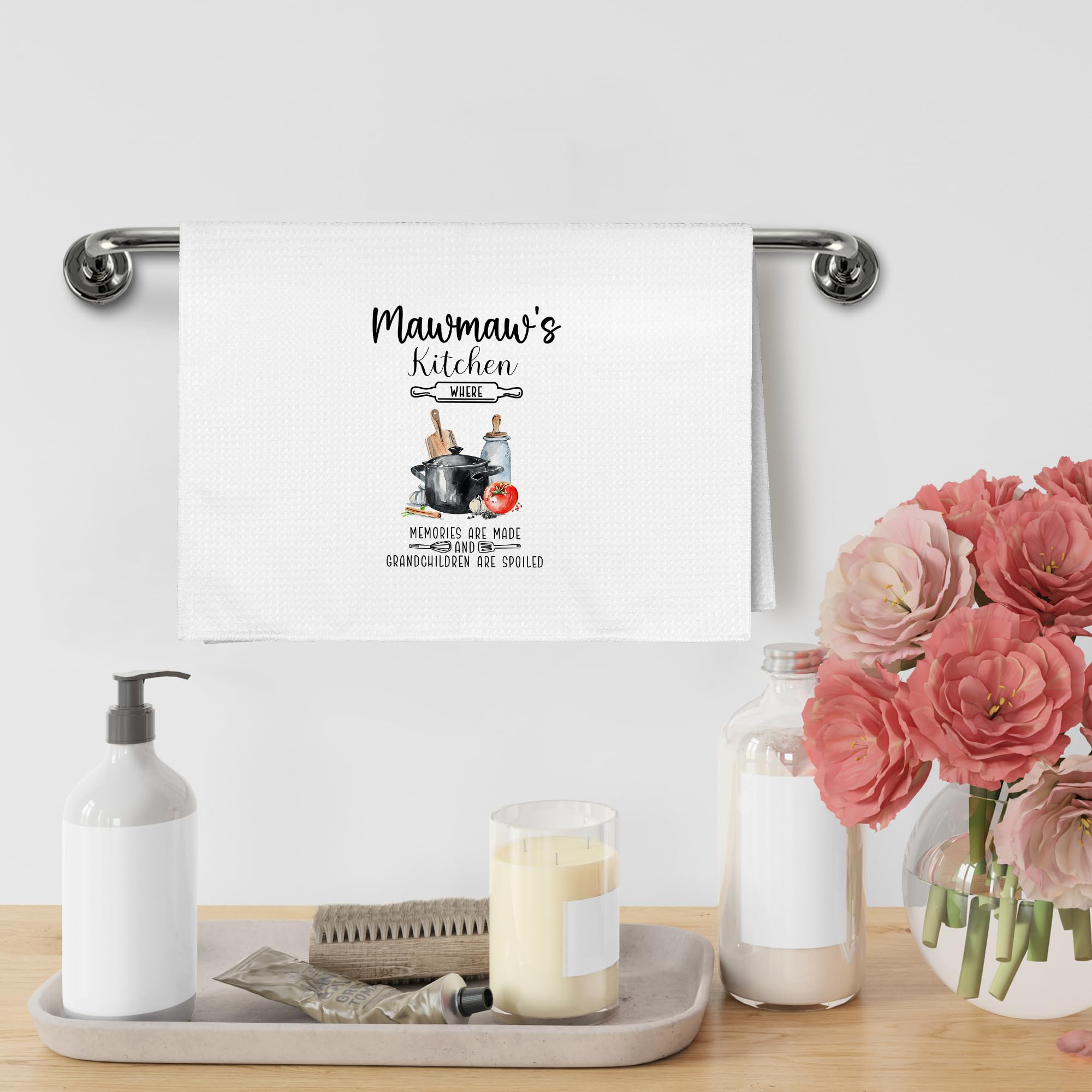Mawmaw Maw Maw Gifts Gift for Grandma from Grandkids Grandson Granddaughter, Mothers Day Christmas Birthday Gifts for Mawmaw Women, Mawmaw's Kitchen Dish Hand Tea Towels for Kitchen, 16x24In