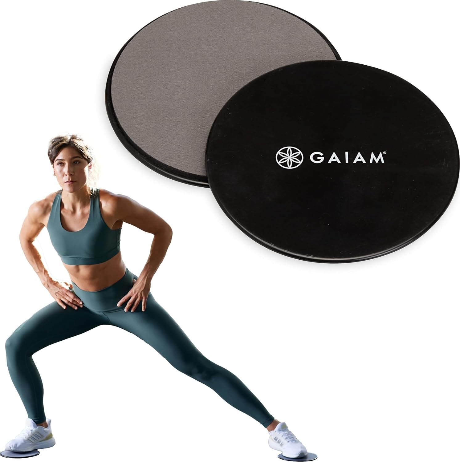 Gaiam Core Sliding Discs - Dual Sided Workout Sliders for Carpet & Hardwood Floor - Home Ab Pads Exercise Equipment Fitness Sliders for Women and Men
