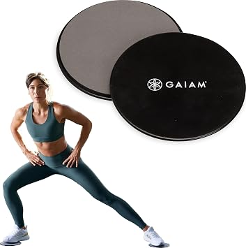 Gaiam Core Sliding Discs - Dual Sided Workout Sliders for Carpet & Hardwood Floor - Home Ab Pads Exercise Equipment Fitness Sliders for Women and Men