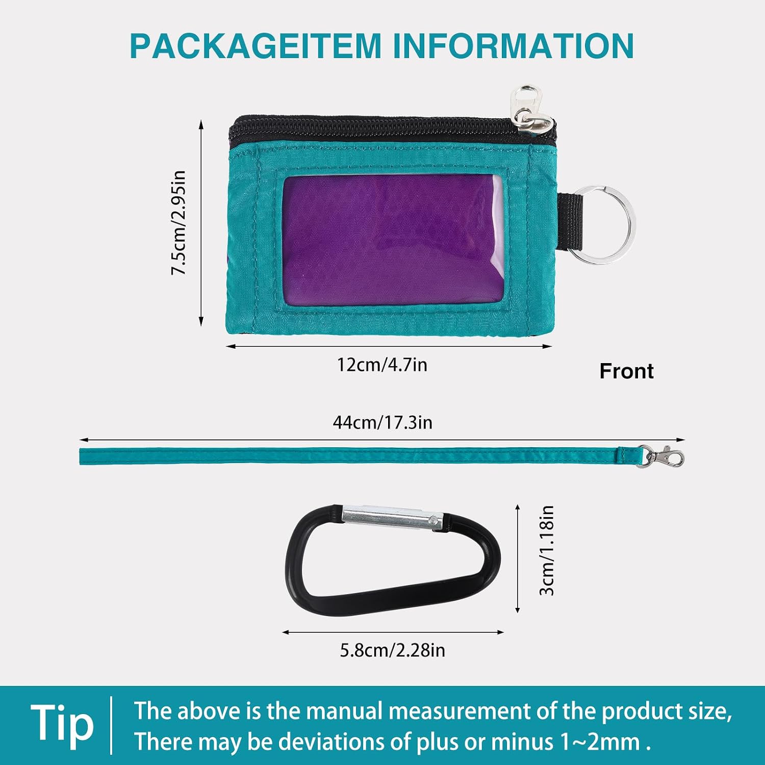 MASAPHlL Small Lanyard Wallet for Women/Men with RFID Blocking ID Pouch, Minimalist Travel Neck Wallet with Keychain, ID Window for Card,Coin,Cash (Violet+Turquoise)