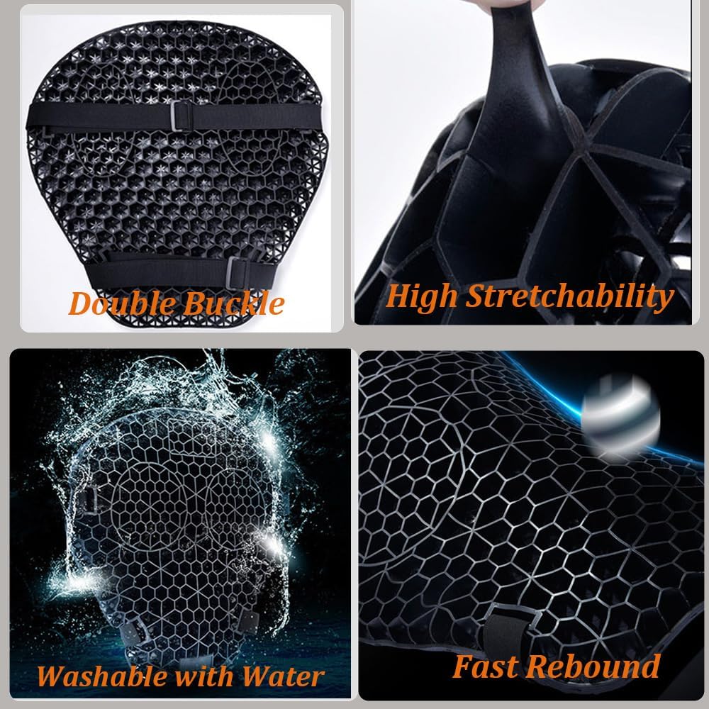Motorcycle Seat Cushion for Yamaha Xmax 300 Xmax 300, Non-Slip Moto Gel Seat Pad, 3D Honeycomb Structure Shock Absorption and Breathable Seat Cover for Long Rides