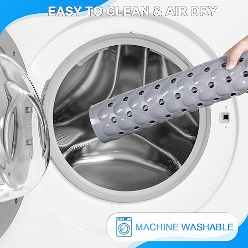 Miniatura 6 de Linoows Tapete para bañera y ducha, extra largo, antideslizante, de 40 x 16 pulgadas, tapete para bañera con ventosas y agujeros de drenaje para