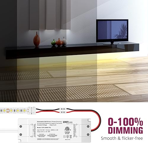 Miniatura 3 de EMITEVER COB - Tira de luces LED de color blanco cálido, 2700 K de alta densidad, CC 24 V, 400 lúmenes/pies, 156 LEDs/ft, Ra 90+, IP30, 16.4 pies, 4