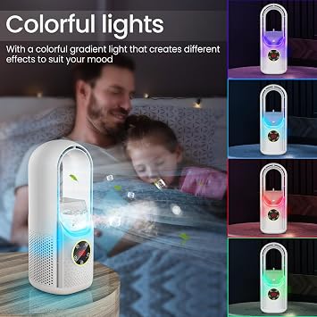 Blade-Free Silent Portable Air Conditioner,USB Personal Mini Air Conditioner with 6 Wind Speeds & 6 Timers Mini AC Unit Desktop Cooling Fan,Energy-Saving Evaporative Cooler for Home and Office (Blue) [Energy Class A]