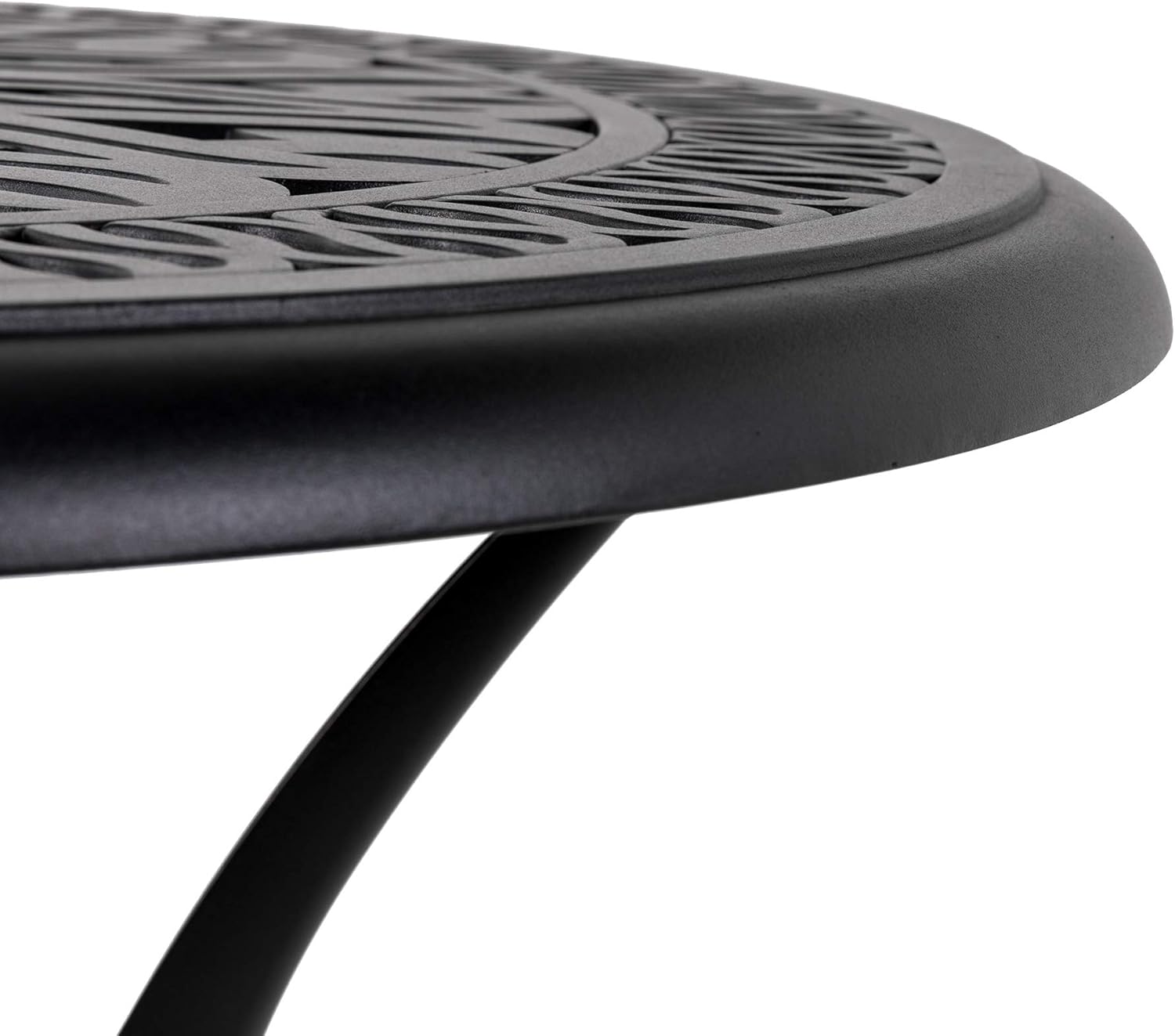 Glitzhome 29" H Round Outdoor Patio Dining Table Cast Aluminum Side Table Furniture Stand with 1.9" D Umbrella Hole for Lawn Garden Backyard