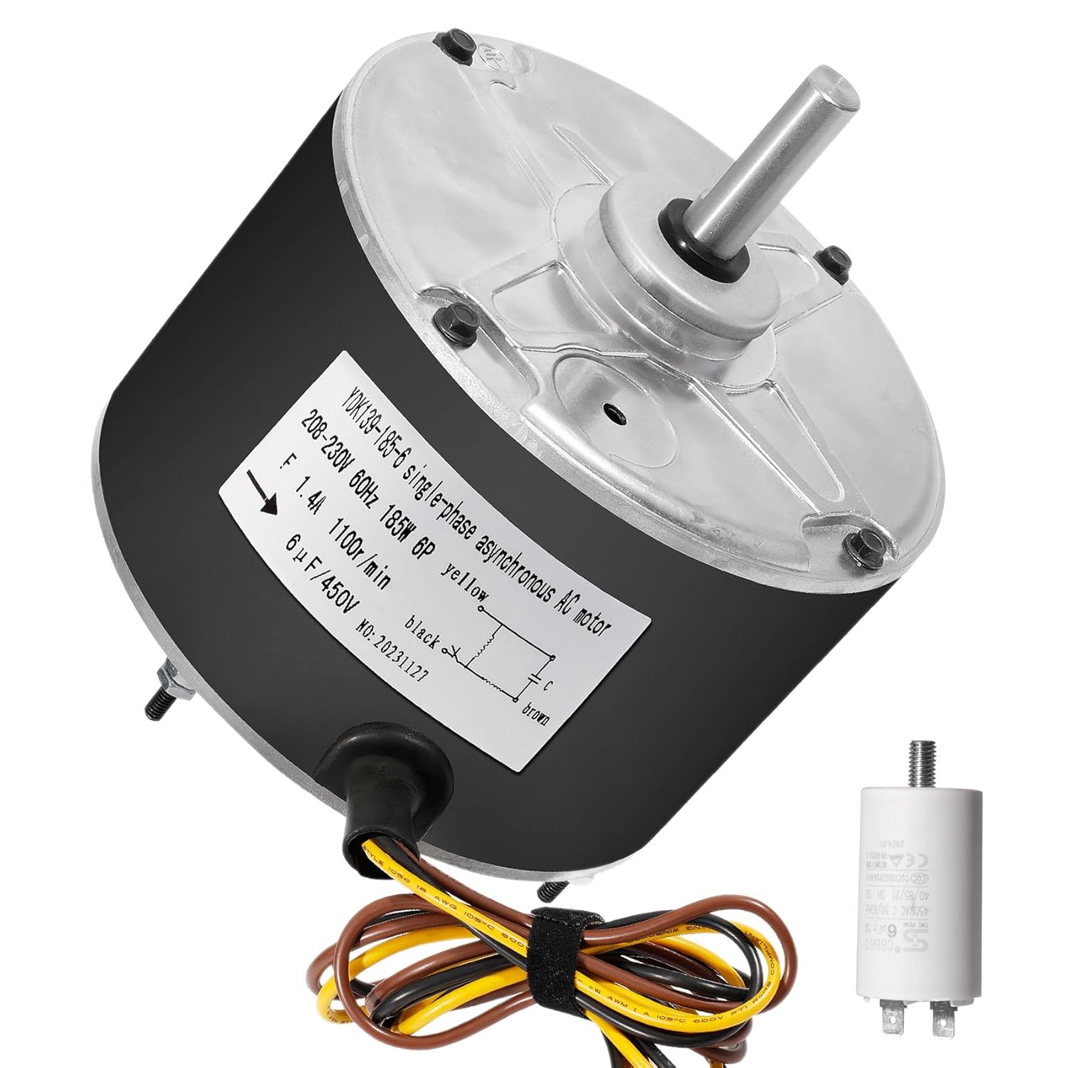 RONPOW 5KCP39EGS070S Condenser Fan Motor, 1/4 HP, 1100 RPM, 208230V