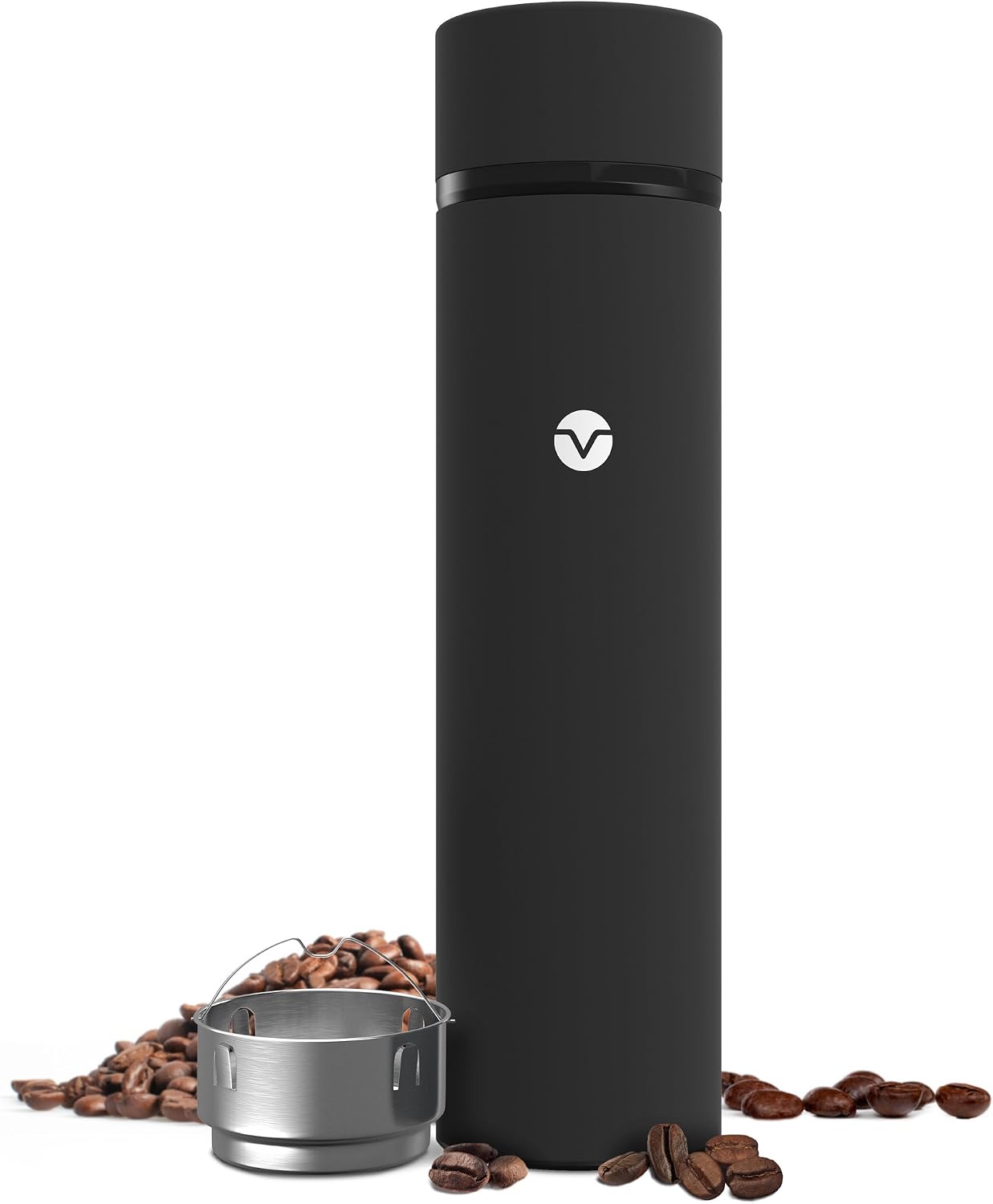 Vremi 17 oz Travel Coffee Thermos Bottle - Vacuum Insulated BPA Free Hot Cold Iced Tea Infuser Thermos Beverage Tumbler with Stainless Steel Interior in Cool Slim Shape - Black