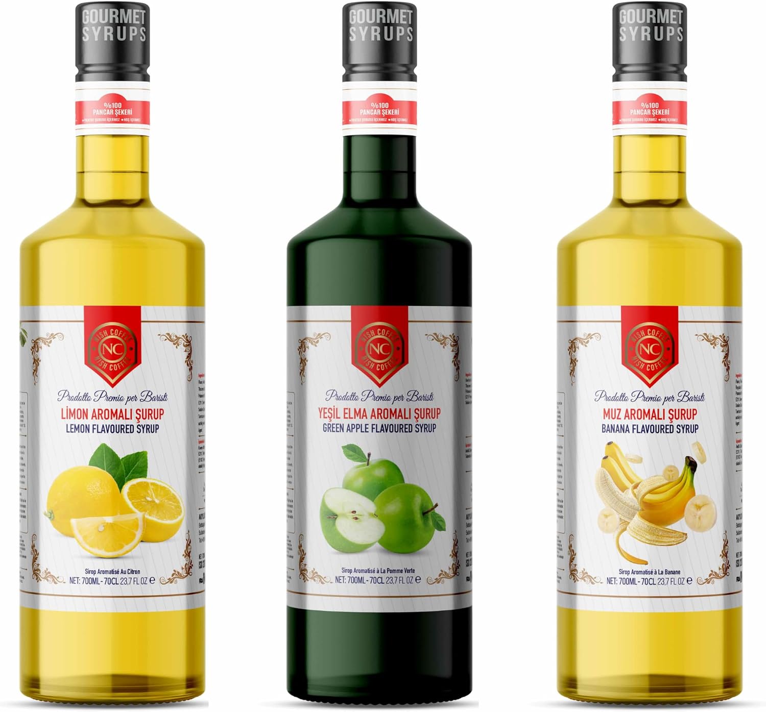 Nish Elma Limon Muz Aromalı Şurup 3 x 700 ML - Pet Şişe