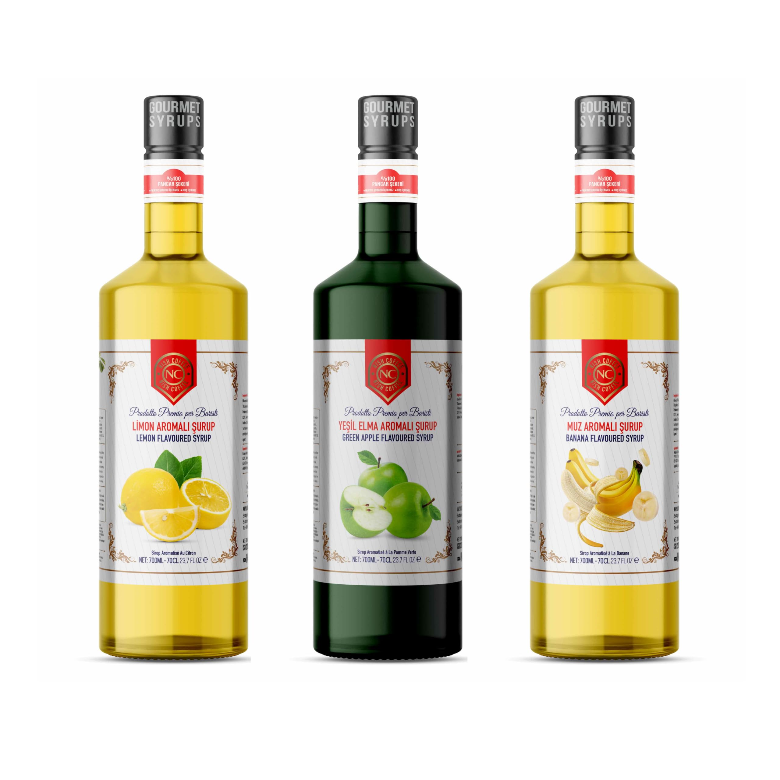Nish Elma Limon Muz Aromalı Şurup 3 x 700 ML - P