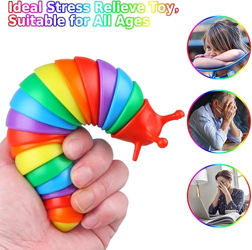 Miniatura 3 de Juguetes sensoriales para ansiedad con babosas, 3 unidades, juguetes sensoriales para niños autistas con colores arco iris, juguetes sensoriales
