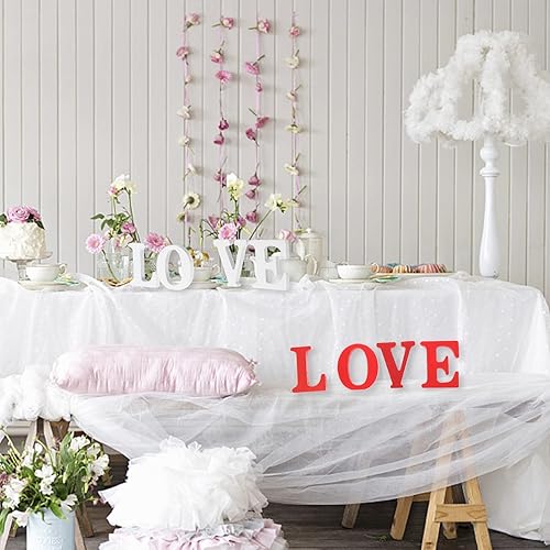 Miniatura 6 de MixTeach Letreros de amor de madera para el día de San Valentín, centro de mesa de letras de amor independientes blancas, decoración de mesa para