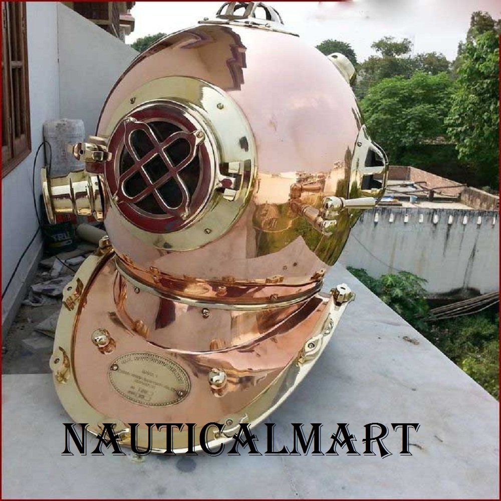 NauticalMart 18 in. Dive Helmet Replica with Wood Stand