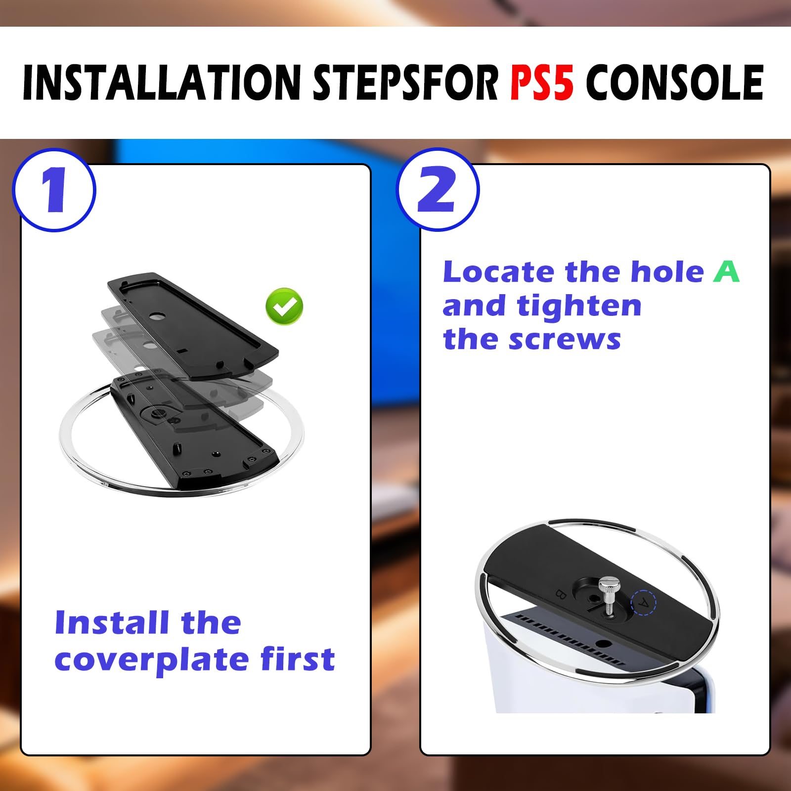 Soporte Vertical para PS5, PS5 Slim y PS5 Pro, Base Vertical de Metal Antideslizante con Tornillo Incluido, Compatible con Todos los Modelos de PlayStation 5 (Edición con Disco y Digital)