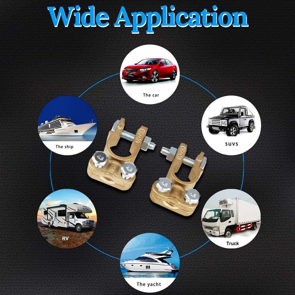 OTUAYAUTO Brass Battery Terminals Connectors Clamps - Battery Cable Terminal for Marine Car Boat RV Vehicles (1 Pair)