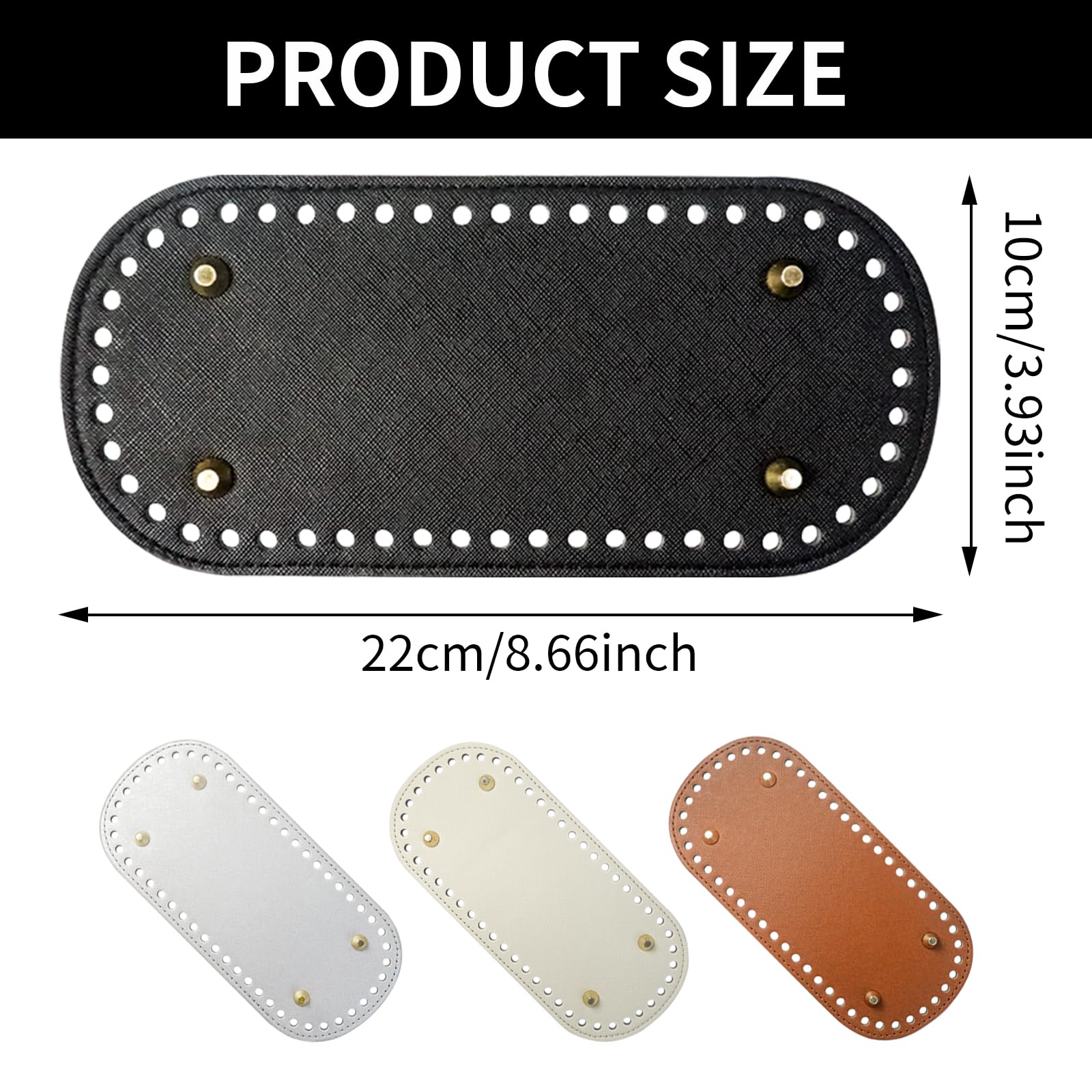 Fondi Rigidi In Pelle PU Per Borse Fai Da Te - 4 Pezzi Ovali 20x10 Cm Con Fori, Ideali Per Tracolle E Shopping