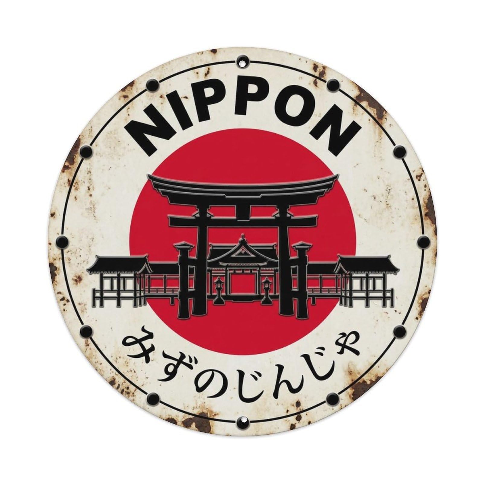 Water Shrine Nippon Sacred Pond Aged Metal Tin Sign