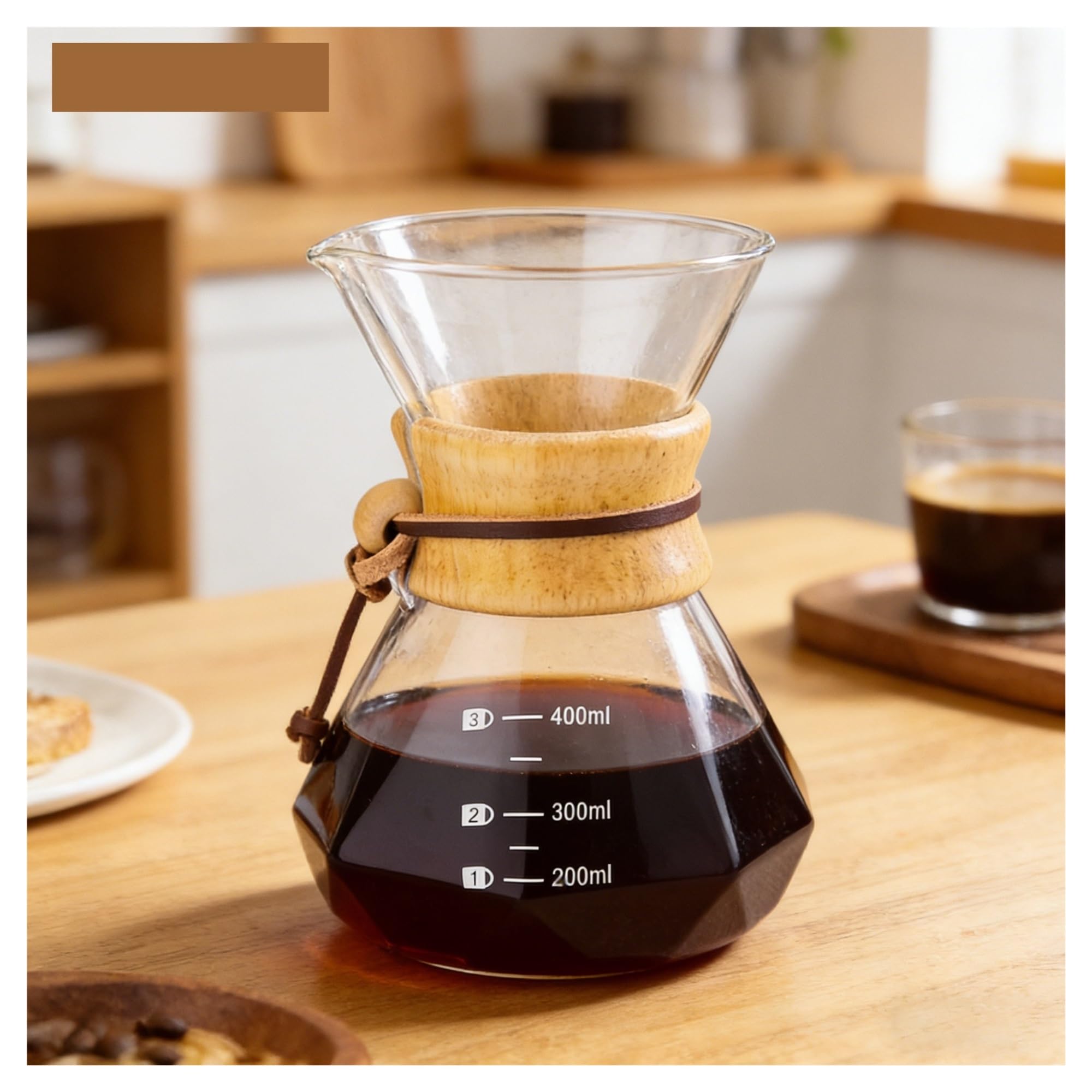 Taza De Filtro De Café Hecha A Mano, Cafetera For El Hogar, De Vidrio, Cafetera De Elaboración Por Goteo, 400M/600ML(400mlR with Paper)