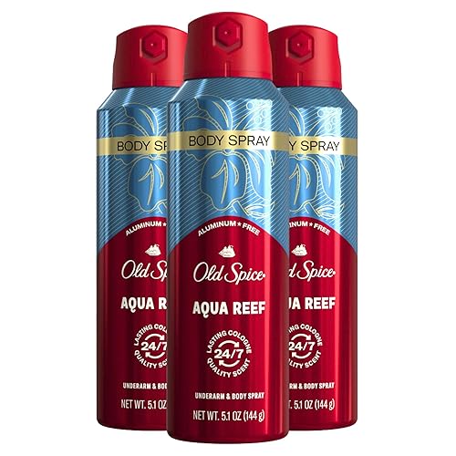 Old Spice Spray corporal sin aluminio para hombres, Aqua Reef, 5.1 onzas (paquete de 3)