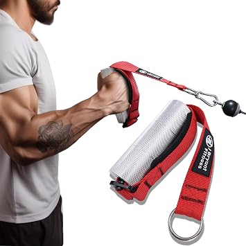 J Bryant Arm Wrestling Exercise Handle 2 in Grip Red - Wrist and Forearm Exerciser Pulldown Triceps Rope Workout