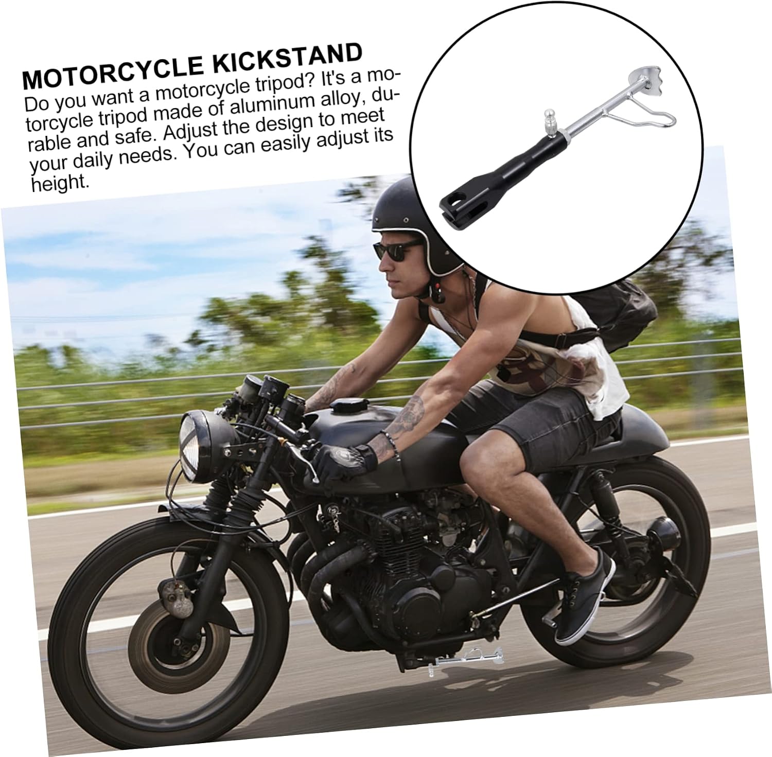 Adjustable Motorbike Kickstand Retractable Aluminum Alloy Side Support