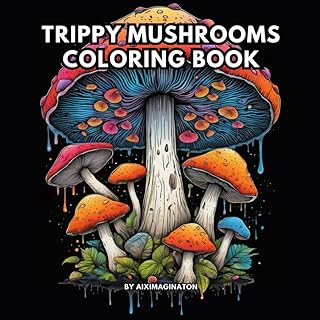 Scary Trippy Abstract Mushrooms: Black Background intricate Adult Coloring Book with Mushrooms, Landscape, Trees, Patterns for Relaxation