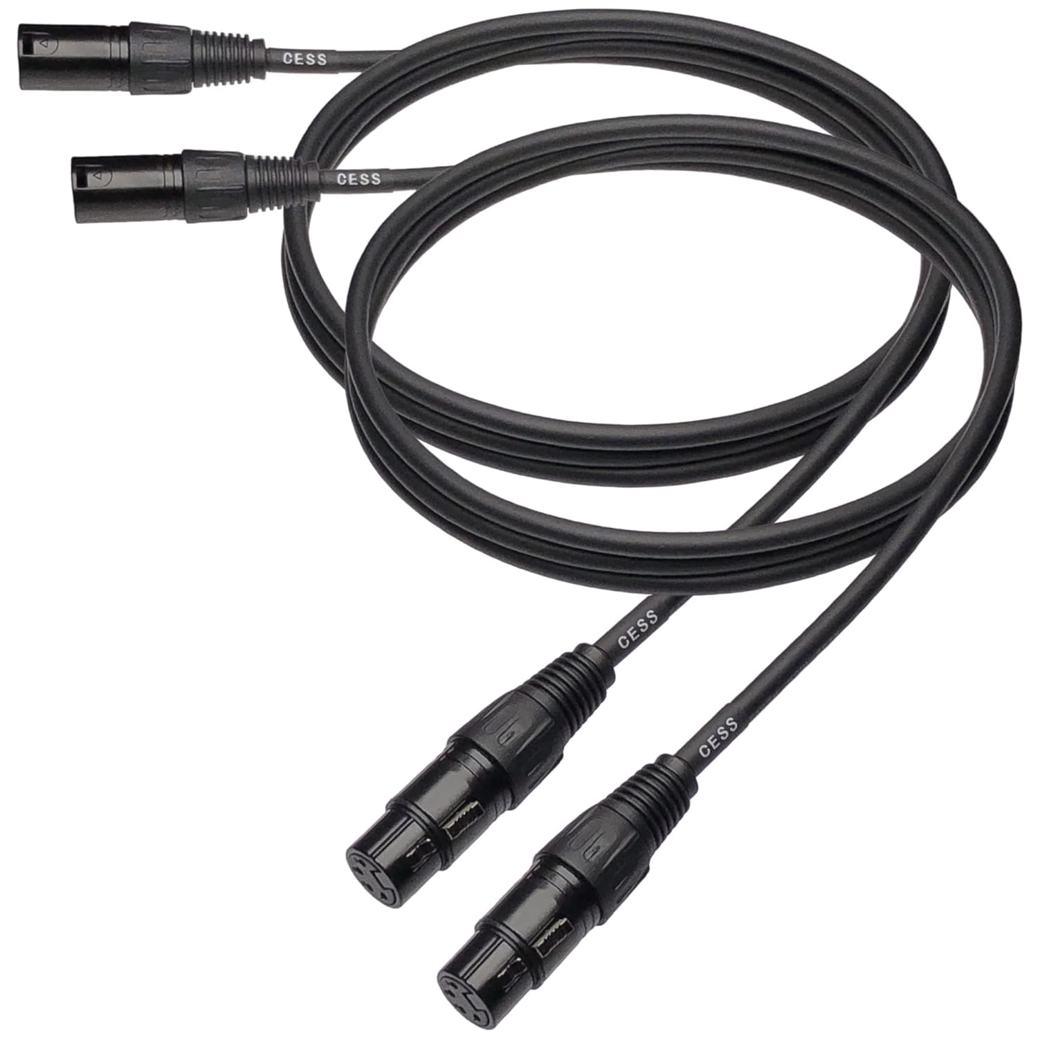 CNCESS CESS-193-6fx2 4 Pin XLR Female to Male Cable - Flexible Microphone Cable with Reinforced Silicone Seal, Durable Connector for Long-Term Use, Pre-Soldered for Secure Connection (6 Feet, 2-Pack)