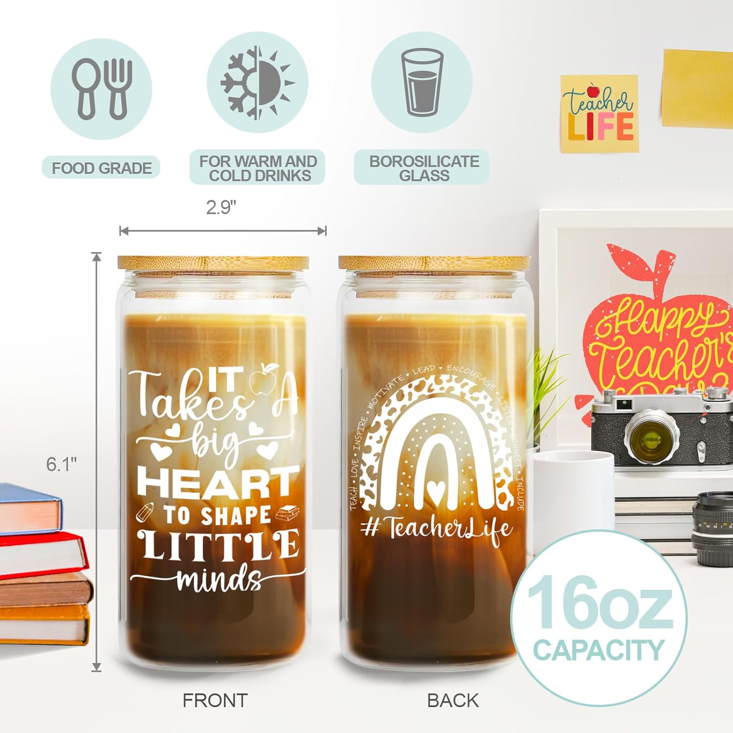 Teacher Gifts for Women, Gifts for teachers, Teacher Appreciation Gift, Thank You Basket for Women Teacher's Gift Bulk Box from Student With Glass Cup - Image 6