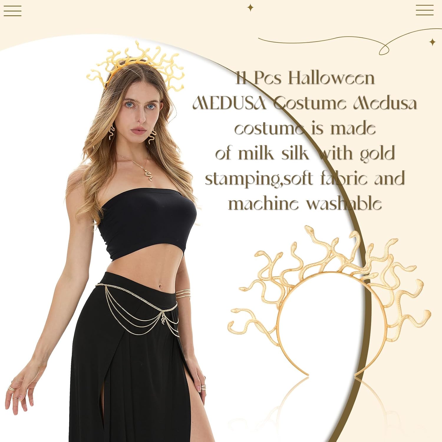 Yahenda 8 Pcs Medusa Costume Accessories for Women Halloween Cosplay image 4