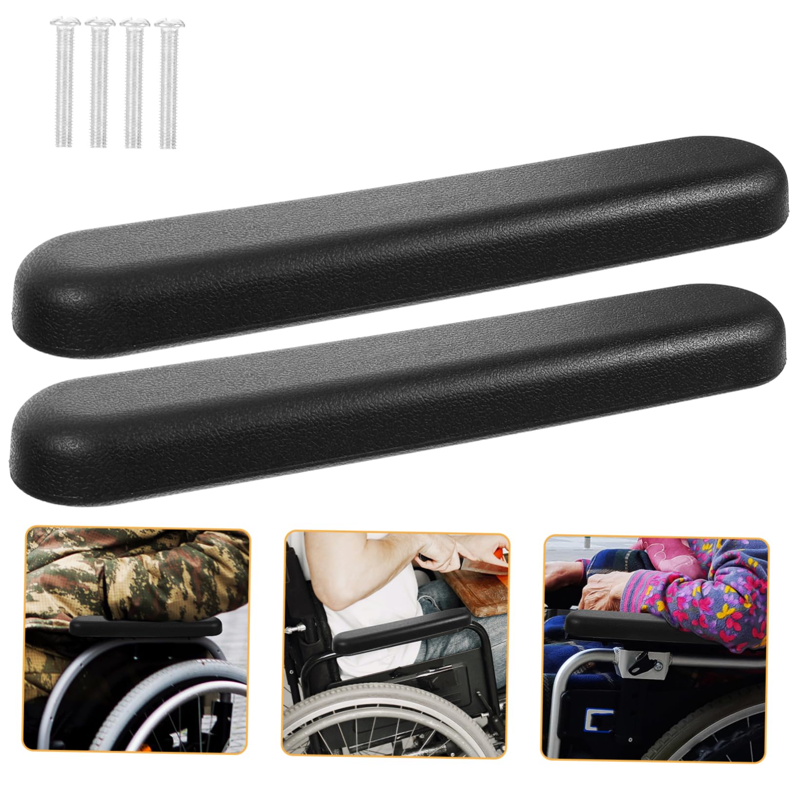 Angoily 4 Pares Reposabrazos Silla Sillas De Ruedas Auto Reposamuñecas Caso De Scooter Chair Reemplazo Del Reposabrazos Asiento Pilates Portátil Manejar Plastico Abs Black