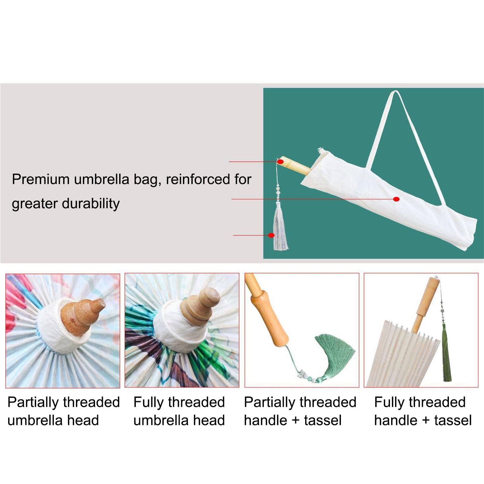 Papierowy Parasol Ręcznie Robione Olej Tungowy Parasol Chiński | Składane Odporne Na Deszcz Ochrona Przed Słońcem Japoński Parasol Do Cheongsam Kempingu Fotografii(Half,120cm,F)