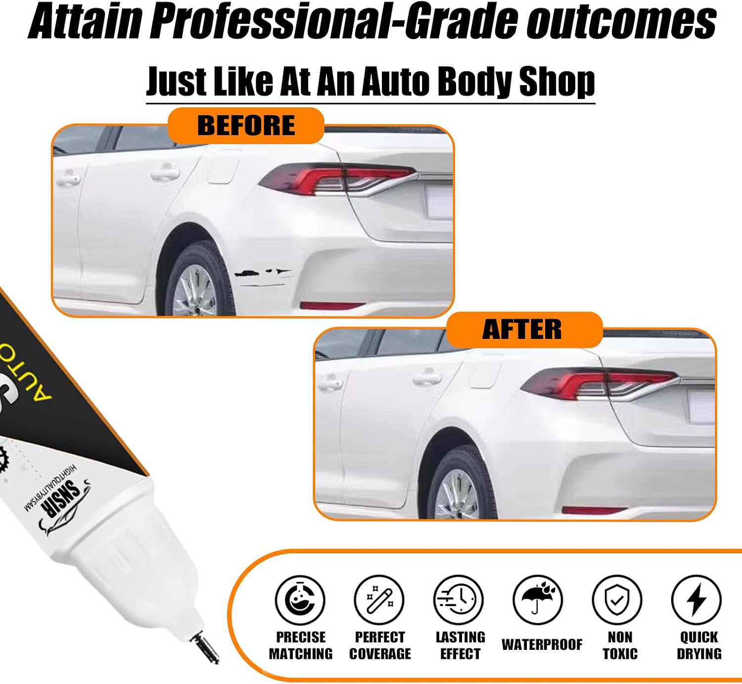 Car Touch up Paint(040 Super White/Ice Cap) Compatible with Toyota, Car Paint Pen Scratch Repair Two-In-One Touch Up Paint, Premium Car Scratch Remover for Deep Scratches