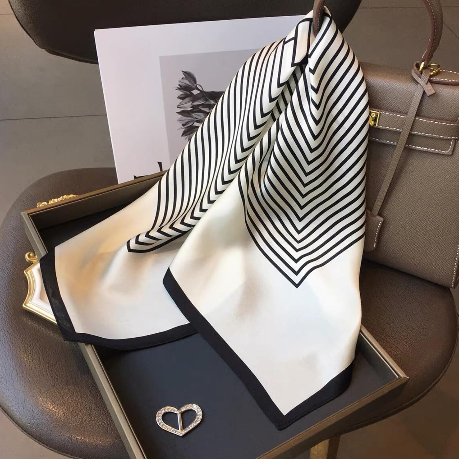 PoeticEHome 100% Pure Mulberry Silk Square Scarf 27"x27" Women Neckerchief Headscarf Gift Packed - Image 5