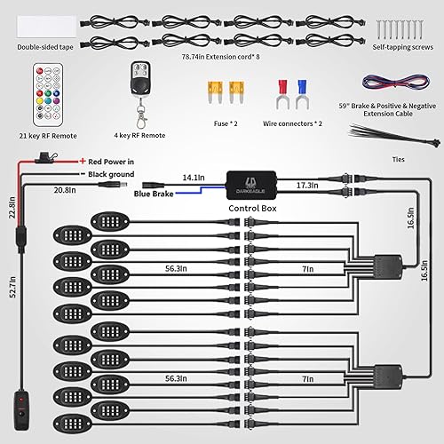 Miniatura 34 de 8Pods - Kit de luces LED RGB segmentadas para Jeep, camiones, UTV, ATV, carrito de golf, RZR SXS Offroad cuatro ruedas con control remoto APP/RF