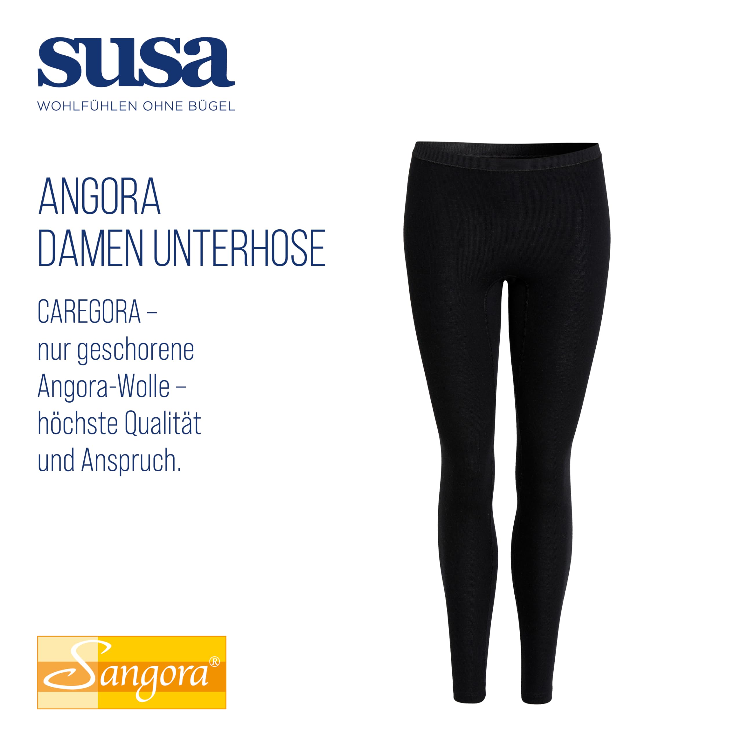 SUSA Lange Unterhose Damen Baumwolle & Angora I Wärmende Unterwäsche für Frauen I Elastisch, bequeme Damen Unterwäsche