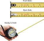 Tape Measure 8M/26FT, Double-Sided Metric and Inch Scale with Fractions, Retractable Measuring Tape with Magnetic Hook and Double Stop Buttons