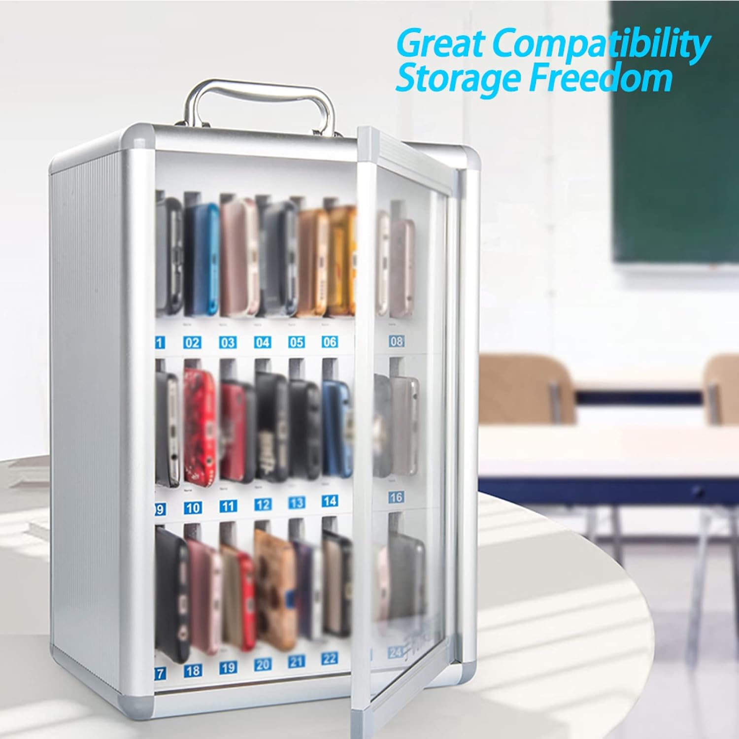 Mobile Phone Locker with Handle and Security Phone Storage Locker Wall Mounted Cell Phone Locker Restaurant Storage Cabinet Gift, 12 Slots (12 Slot (12 Slots)